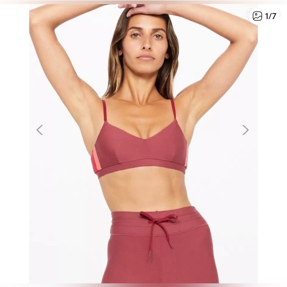 The Upside Delmira Ballet Bra in Burgundy and Pink